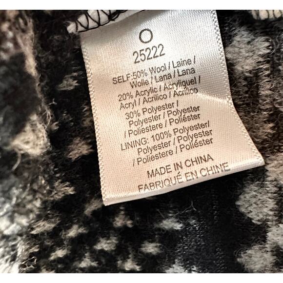 Anthropologie Guest Editor Wool Sweater Coat Womens S Black‎ White Aztec Cascade - Picture 8 of 9